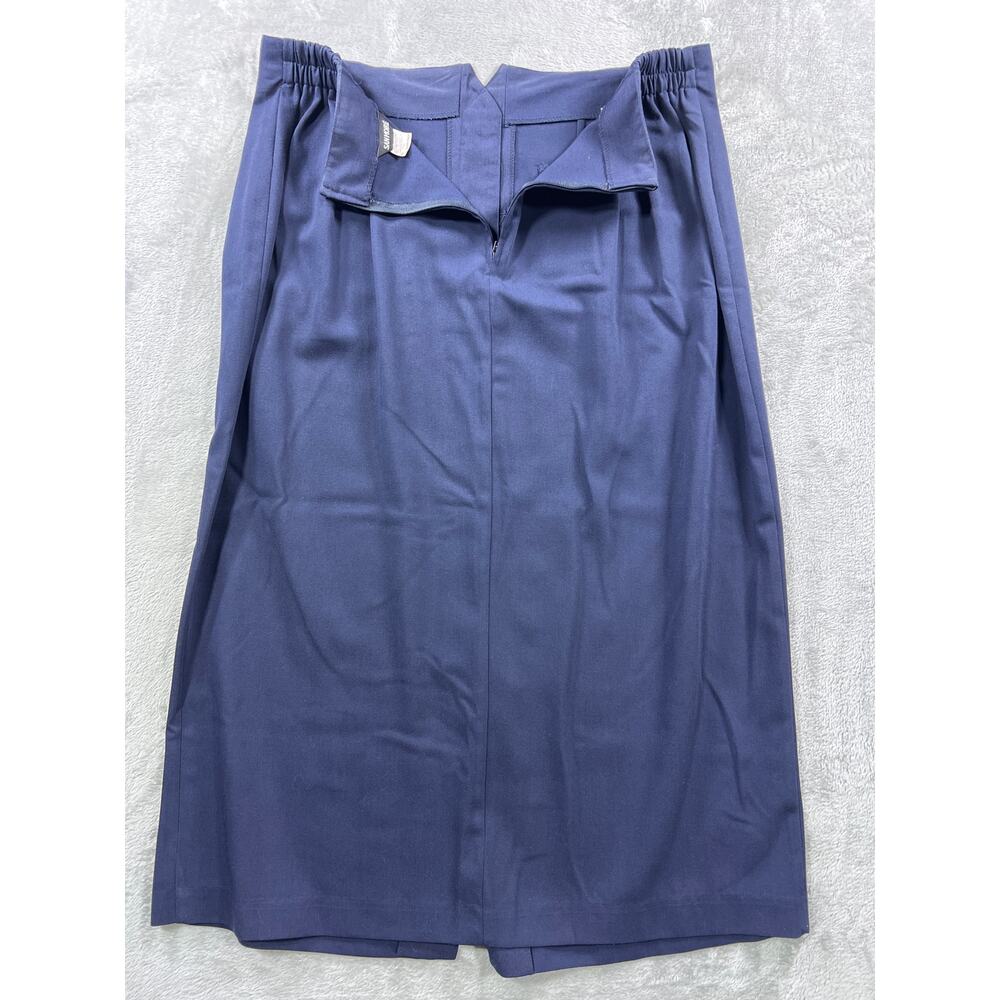 USA Made Academia Blue Button Front Midi Skirt 20W High Waist Office Old Money - Picture 7 of 8